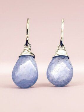 Dainty Lavender Agate Earrings wire wrapped in Silver